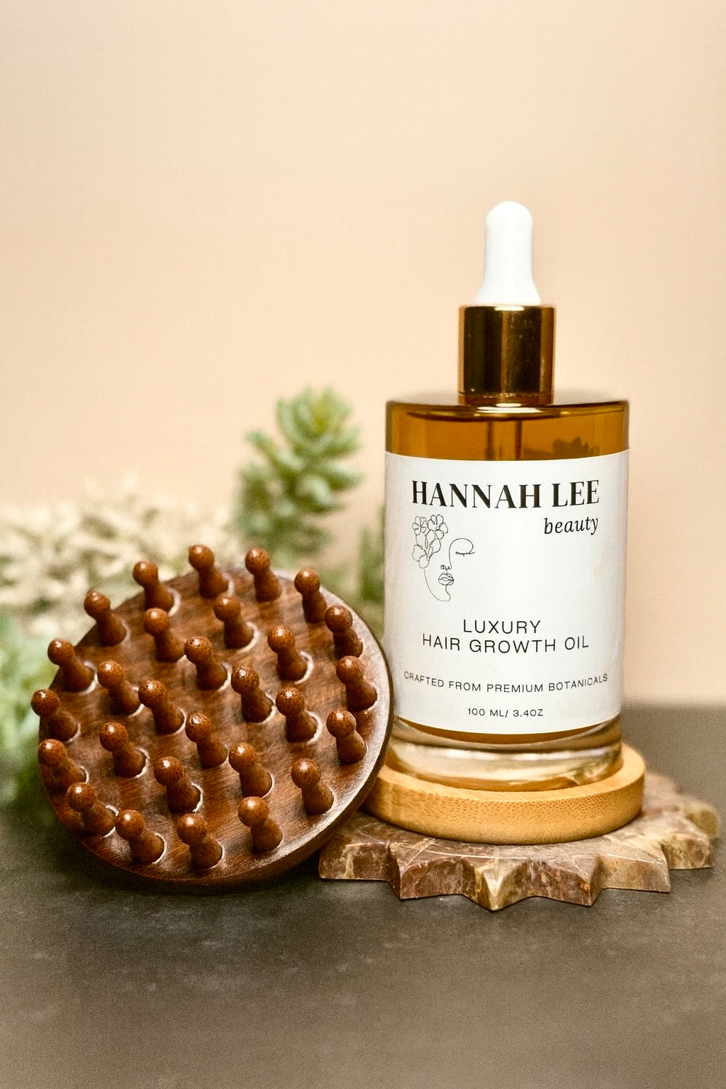 Scalp Revival Bundle – Hannah Lee beauty Hair Growth Oil + Wooden Scalp Massager